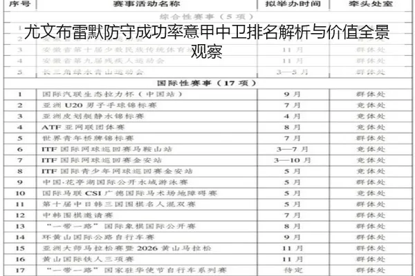 尤文布雷默防守成功率意甲中卫排名解析与价值全景观察